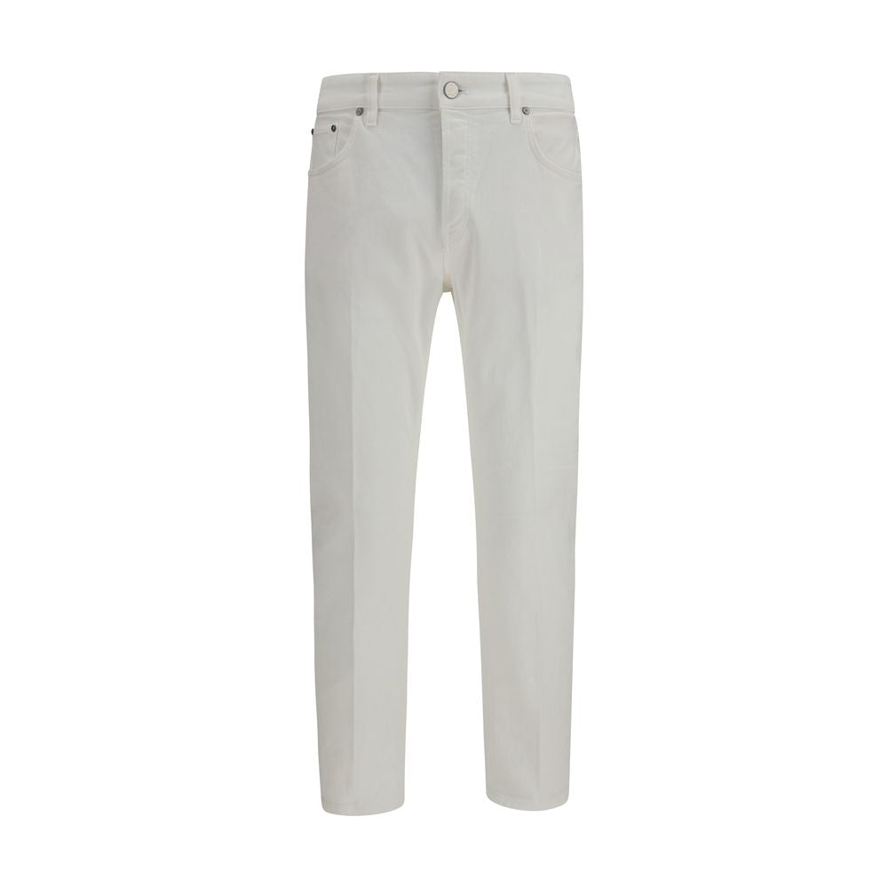 PT Torino White Cotton Tapered Jeans