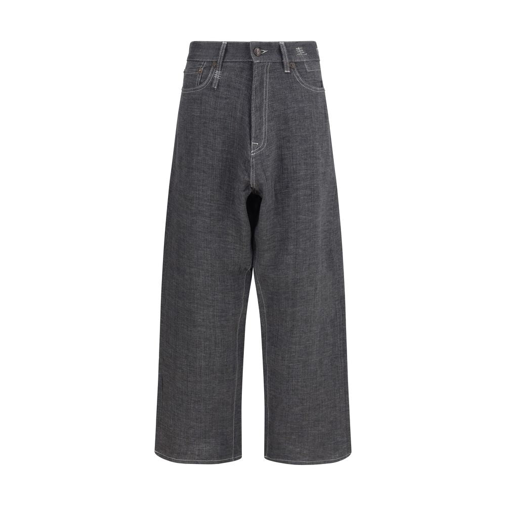 R13 Gray Linen Relaxed Fit Jeans
