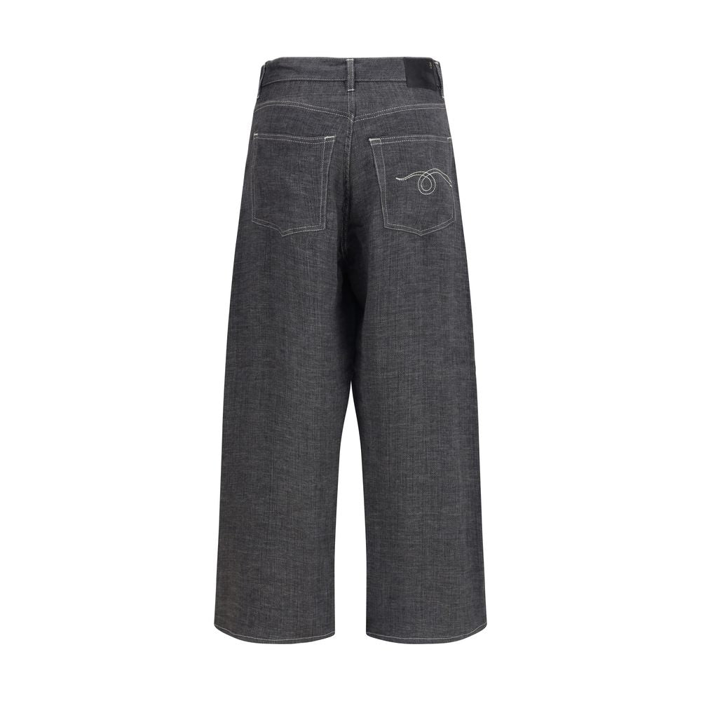 R13 Gray Linen Relaxed Fit Jeans