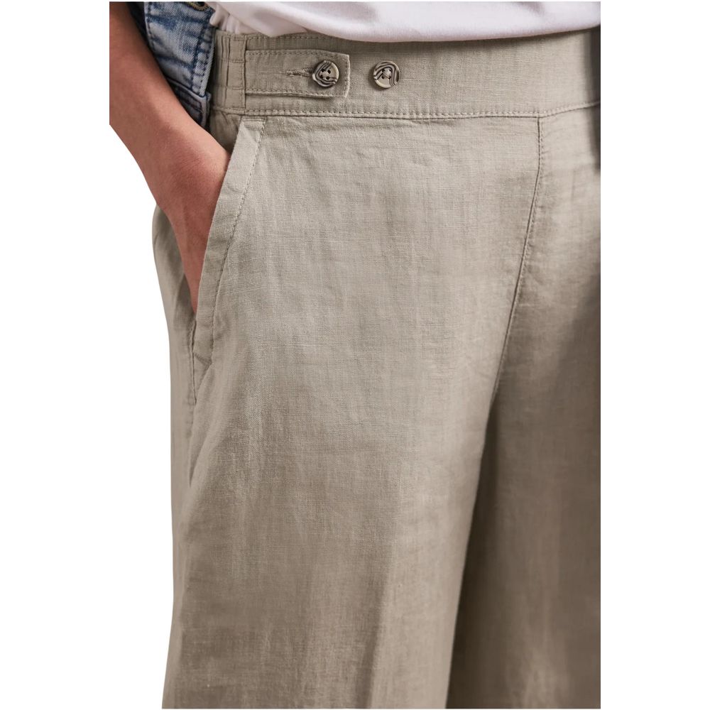 Street One Beige Linen Casual Pants