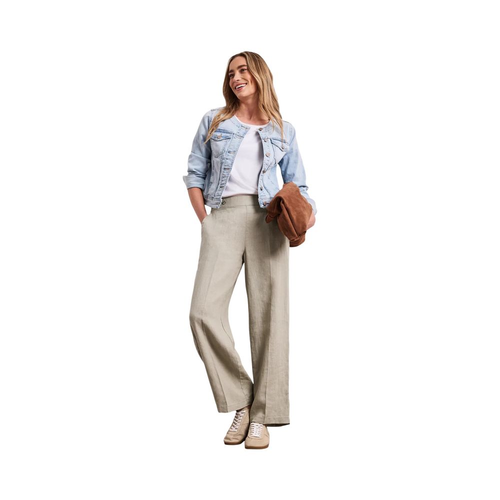 Street One Beige Linen Casual Pants