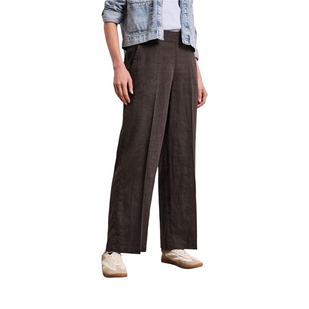 Street One Brown Linen Casual Pants