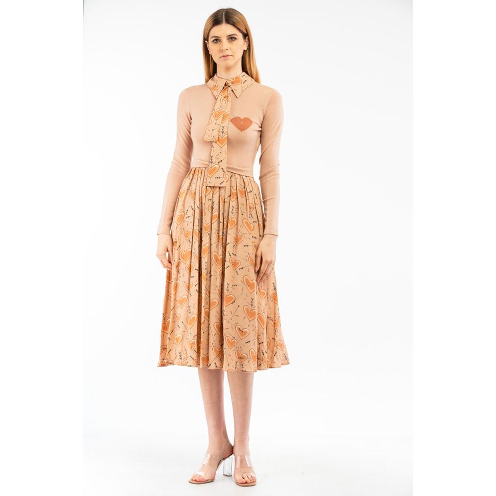 Elisabetta Franchi Beige Wool Casual Dress