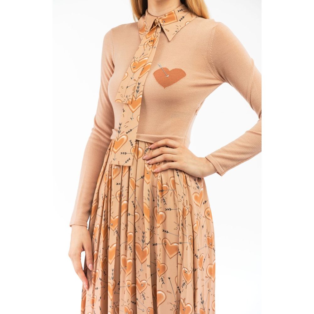 Elisabetta Franchi Beige Wool Casual Dress