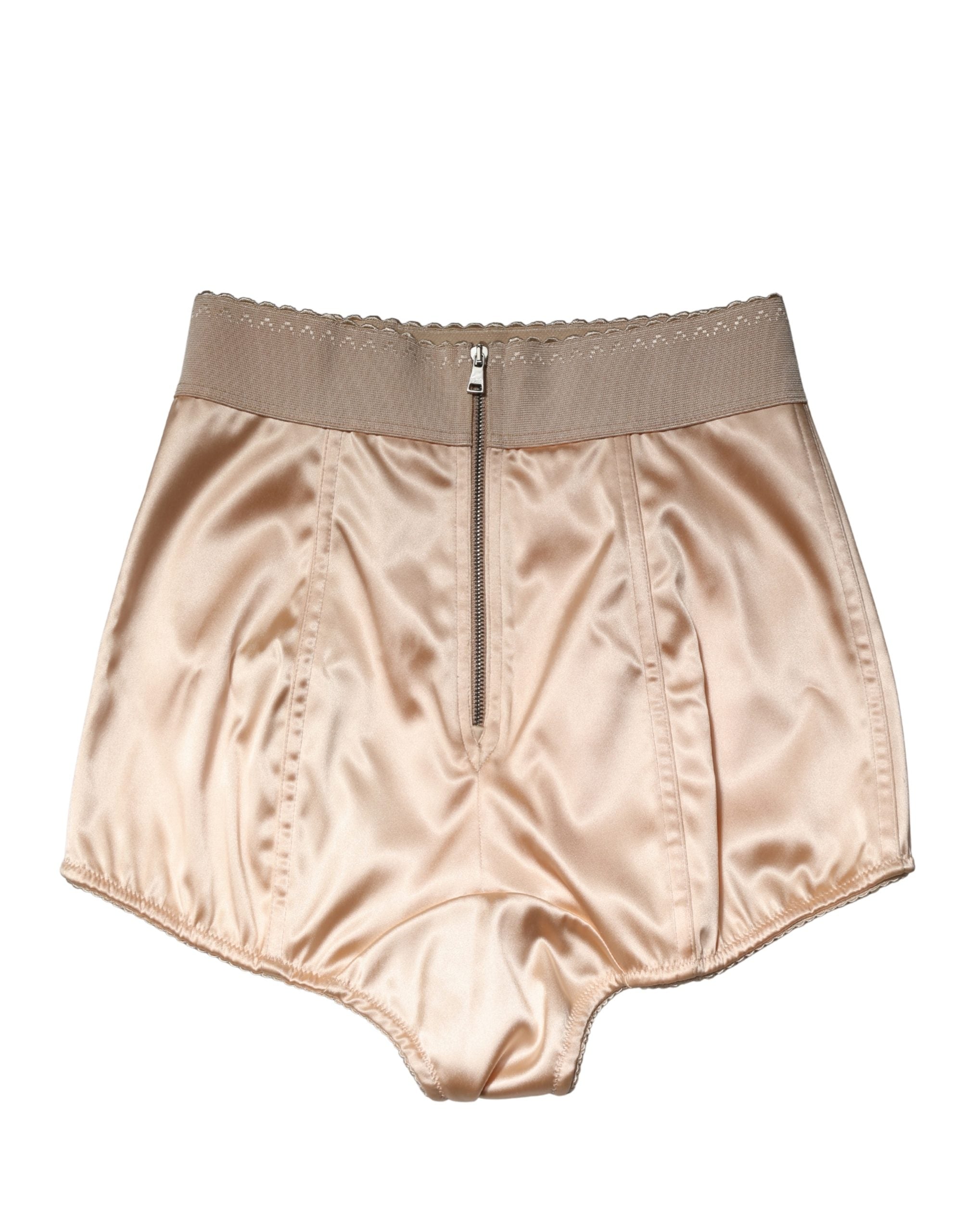 Dolce & Gabbana Beige Silk Blend High Waist Girdle Panty Underwear
