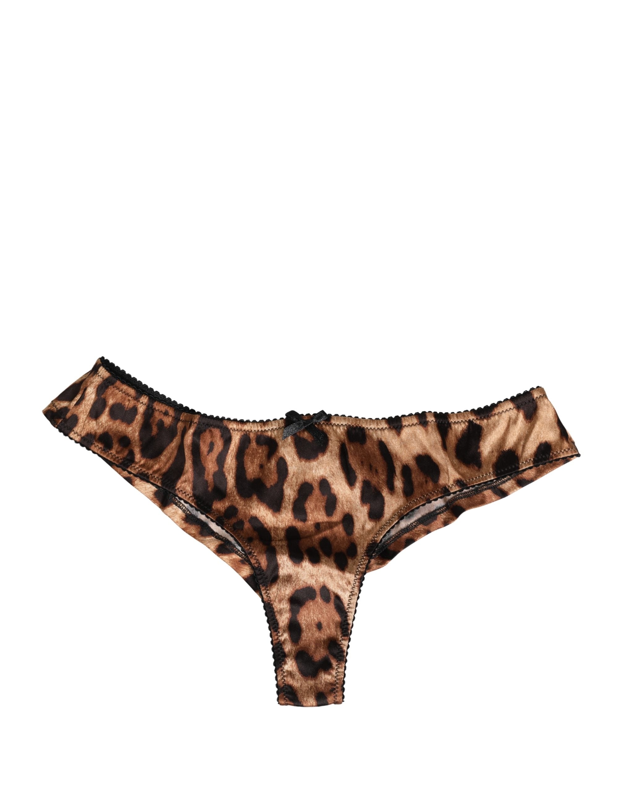 Dolce & Gabbana Black Brown Leopard Mid Waist Brief Panty Underwear