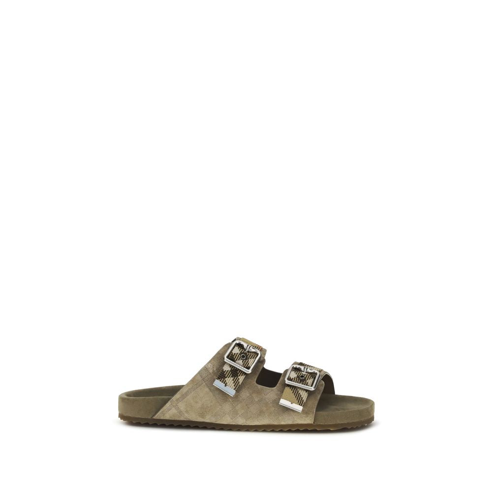 Burberry Beige Calf Leather Bos Taurus Flat Sandals