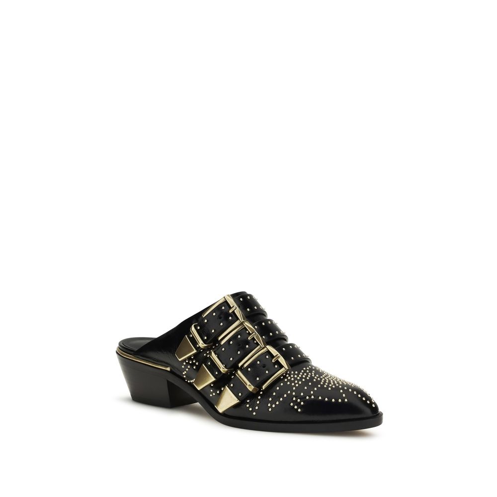 Chloé Black Calf Leather Bos Taurus Mules