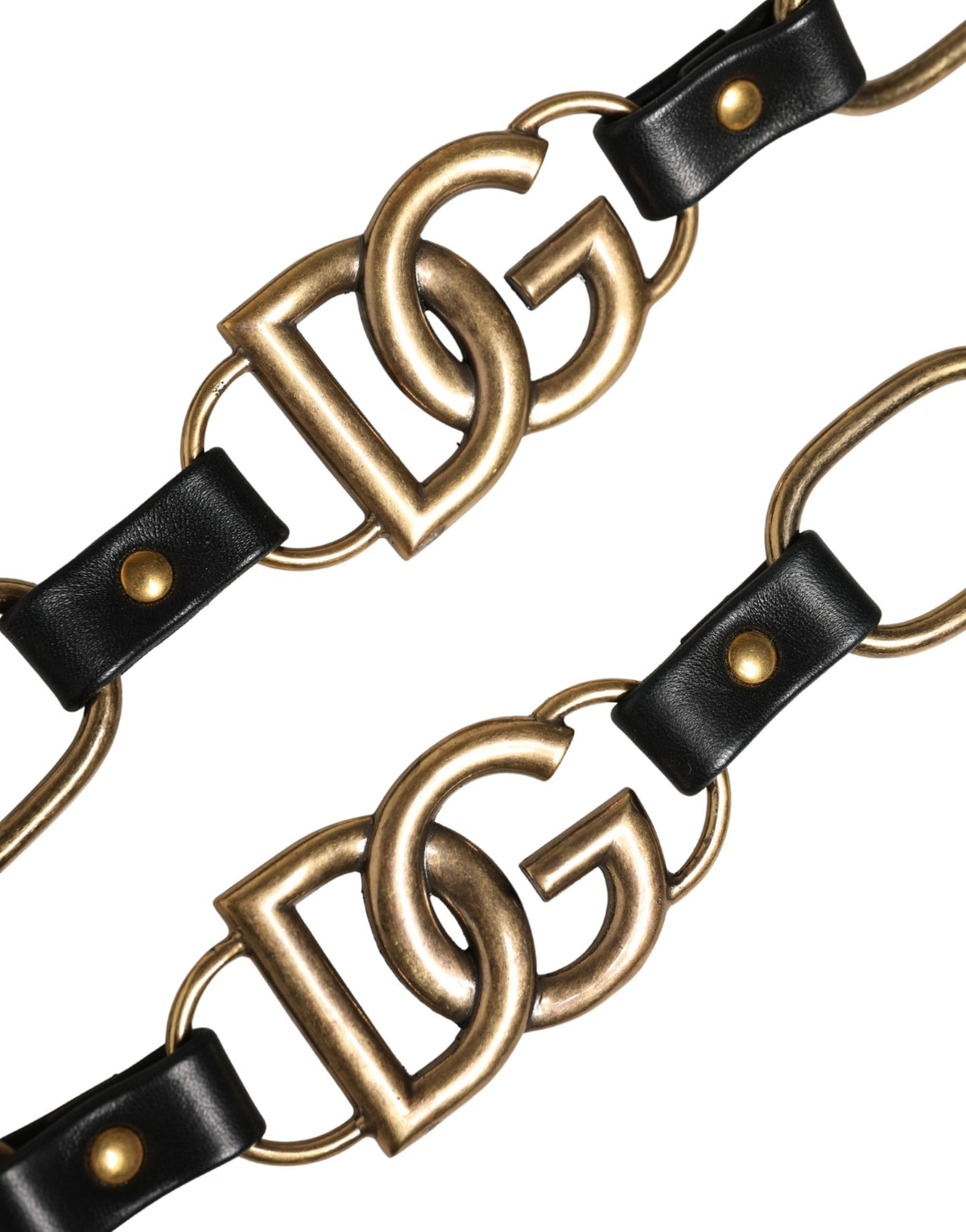 Dolce & Gabbana Black Leather Gold Chain Bag Accessory Shoulder Strap