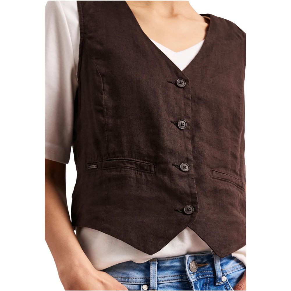 Street One Brown Linen Waistcoat
