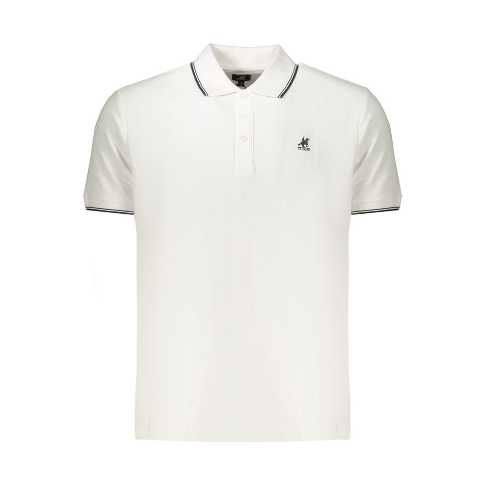 U.S. Grand White Cotton Men's Polo Shirt