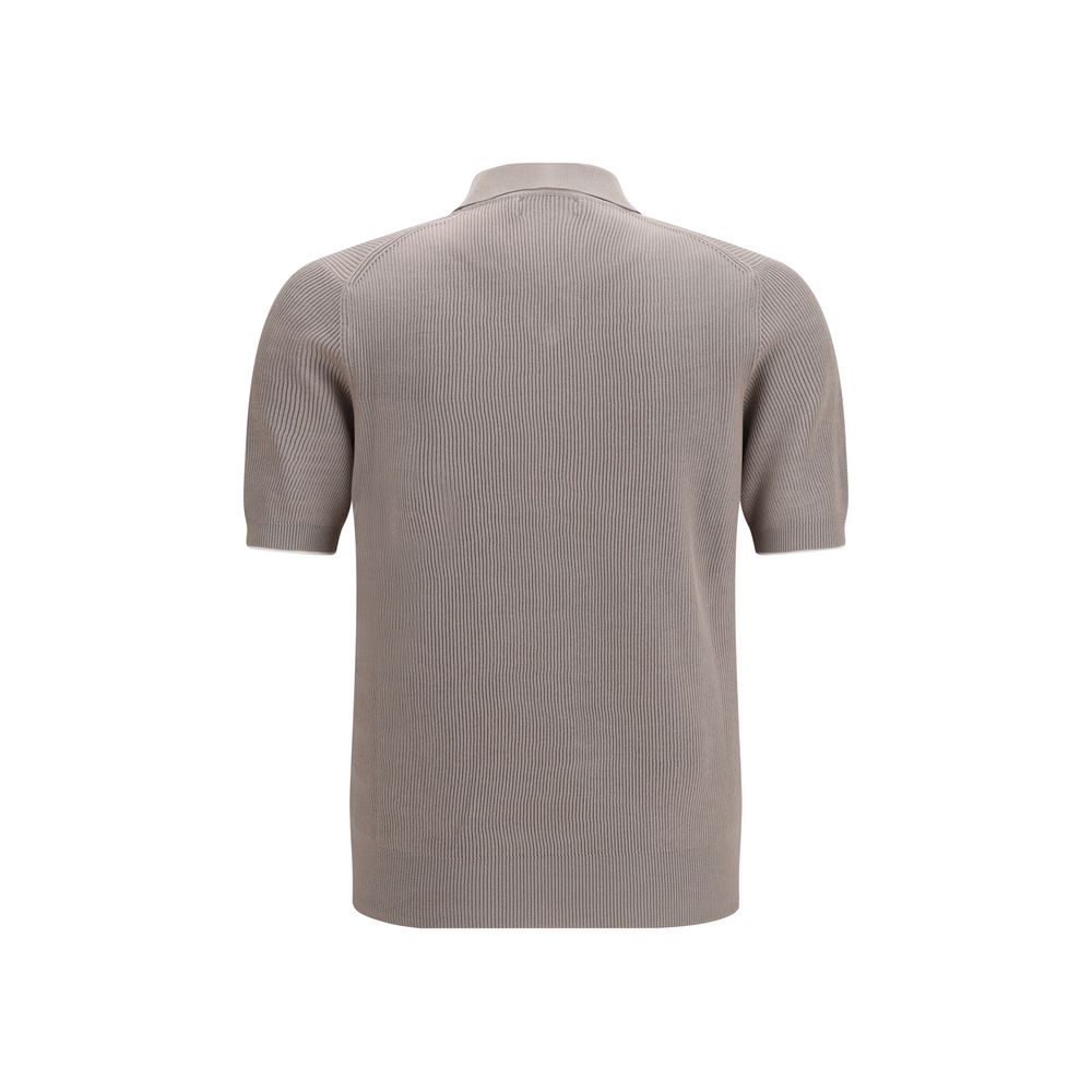 Brunello Cucinelli Gray Cotton Polo Shirt