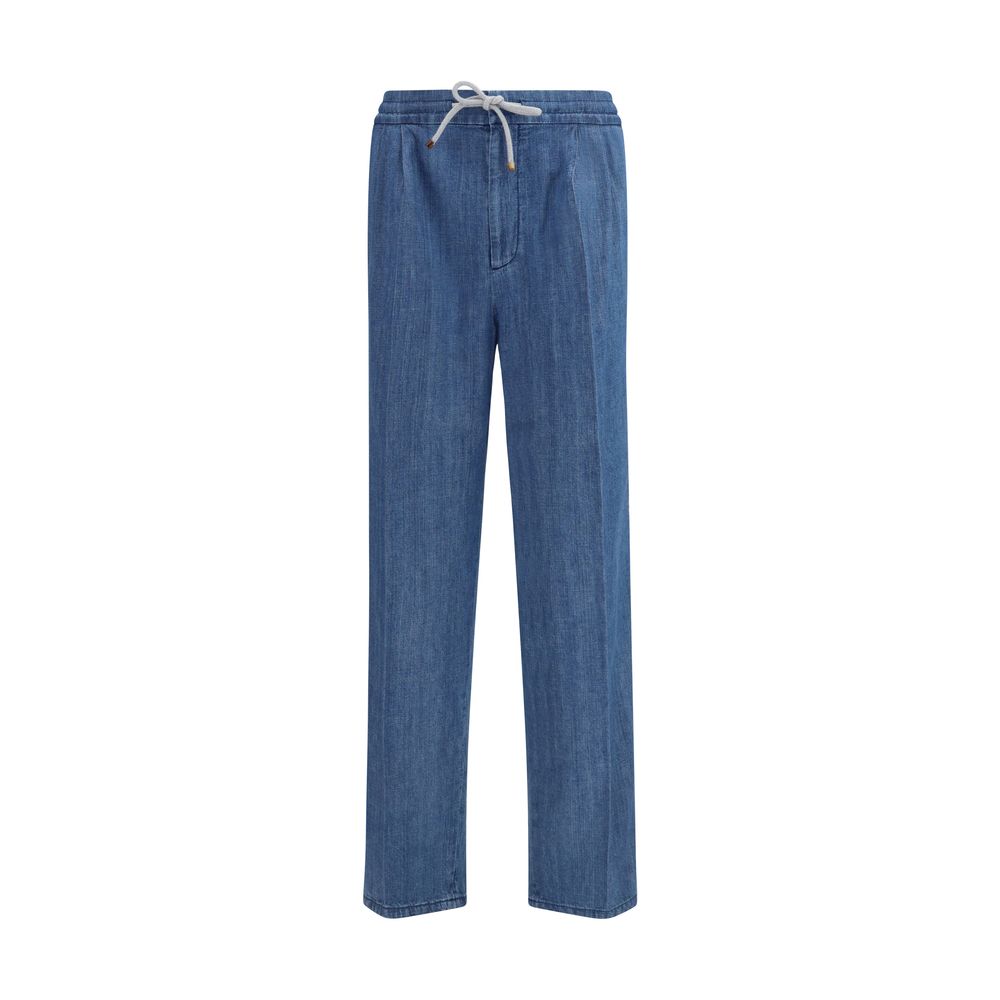 Brunello Cucinelli Blue Cotton Casual Pants