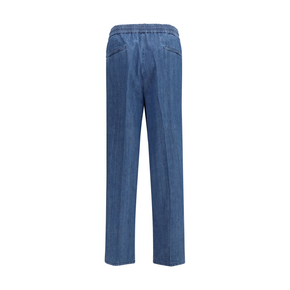 Brunello Cucinelli Blue Cotton Casual Pants