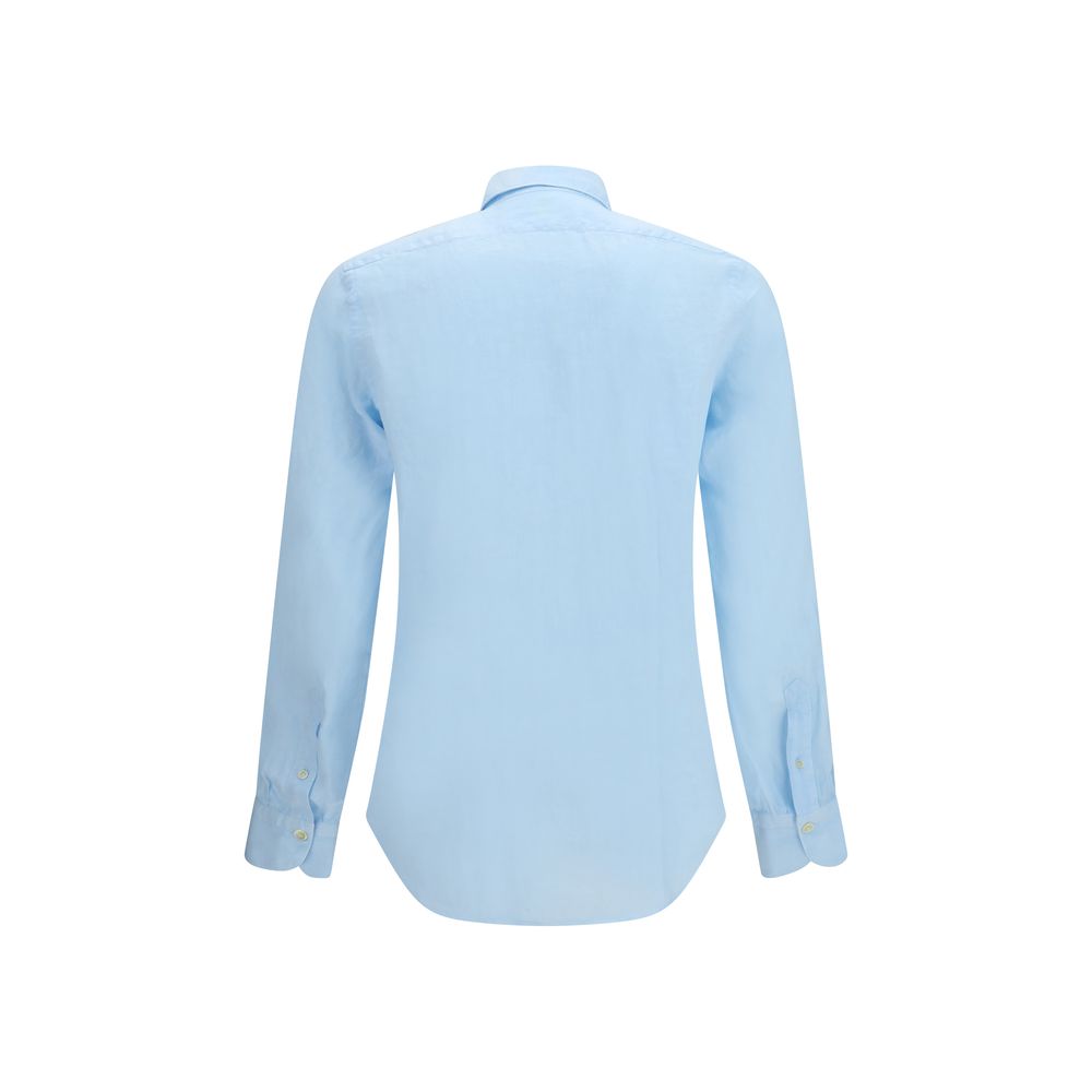 Finamore Blue Linen Longsleeve Shirt