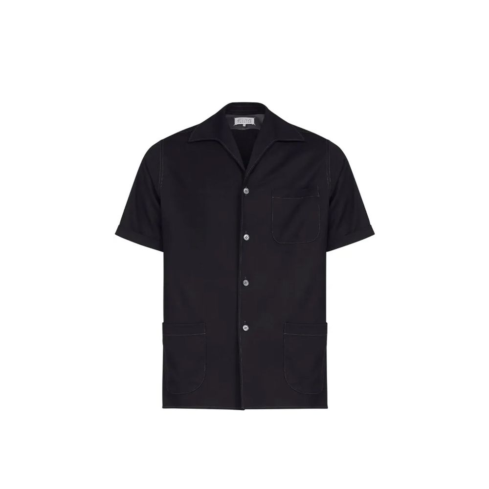 Maison Margiela Black Wool Shortsleeve Shirt
