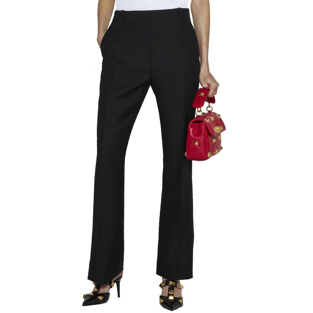 Valentino Black Silk Flared Pants