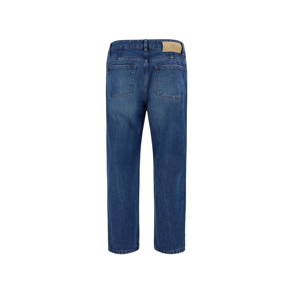 Ami Paris Blue Cotton Tapered Jeans