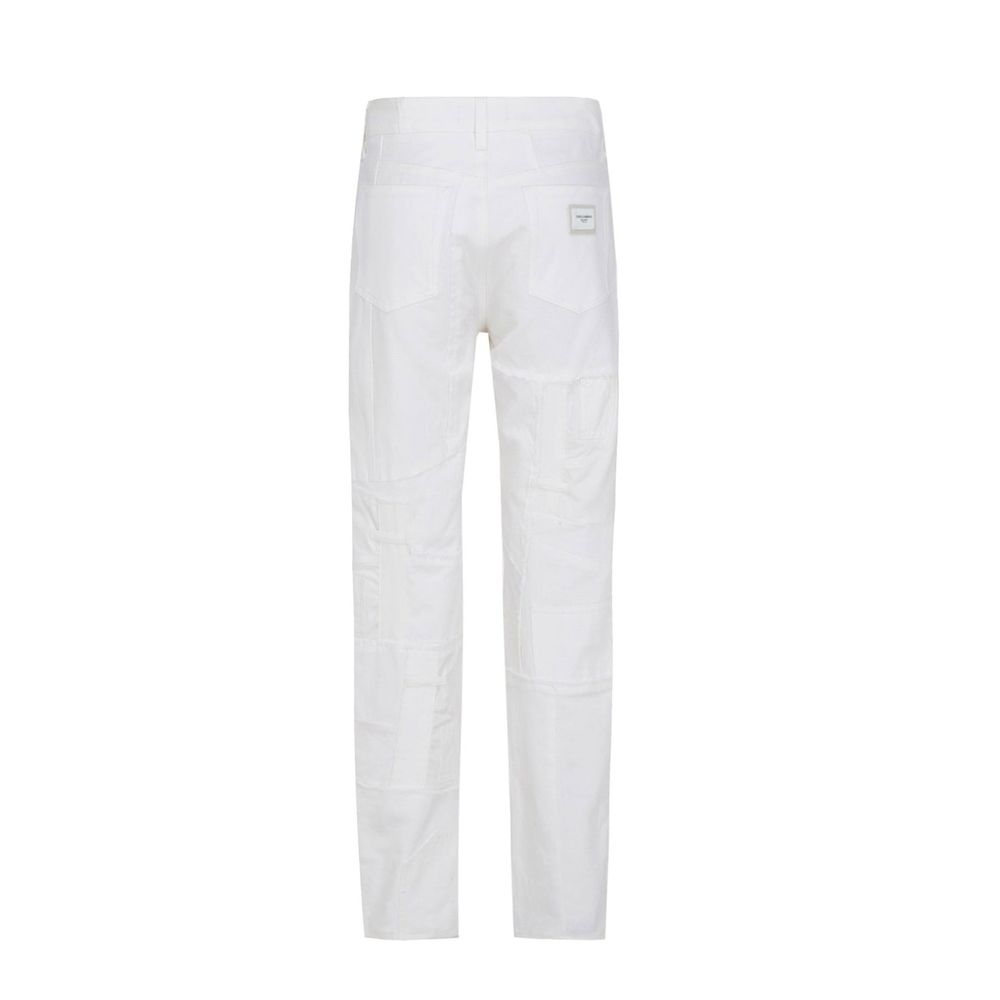 Dolce & Gabbana White Cotton Straight-Leg Jeans