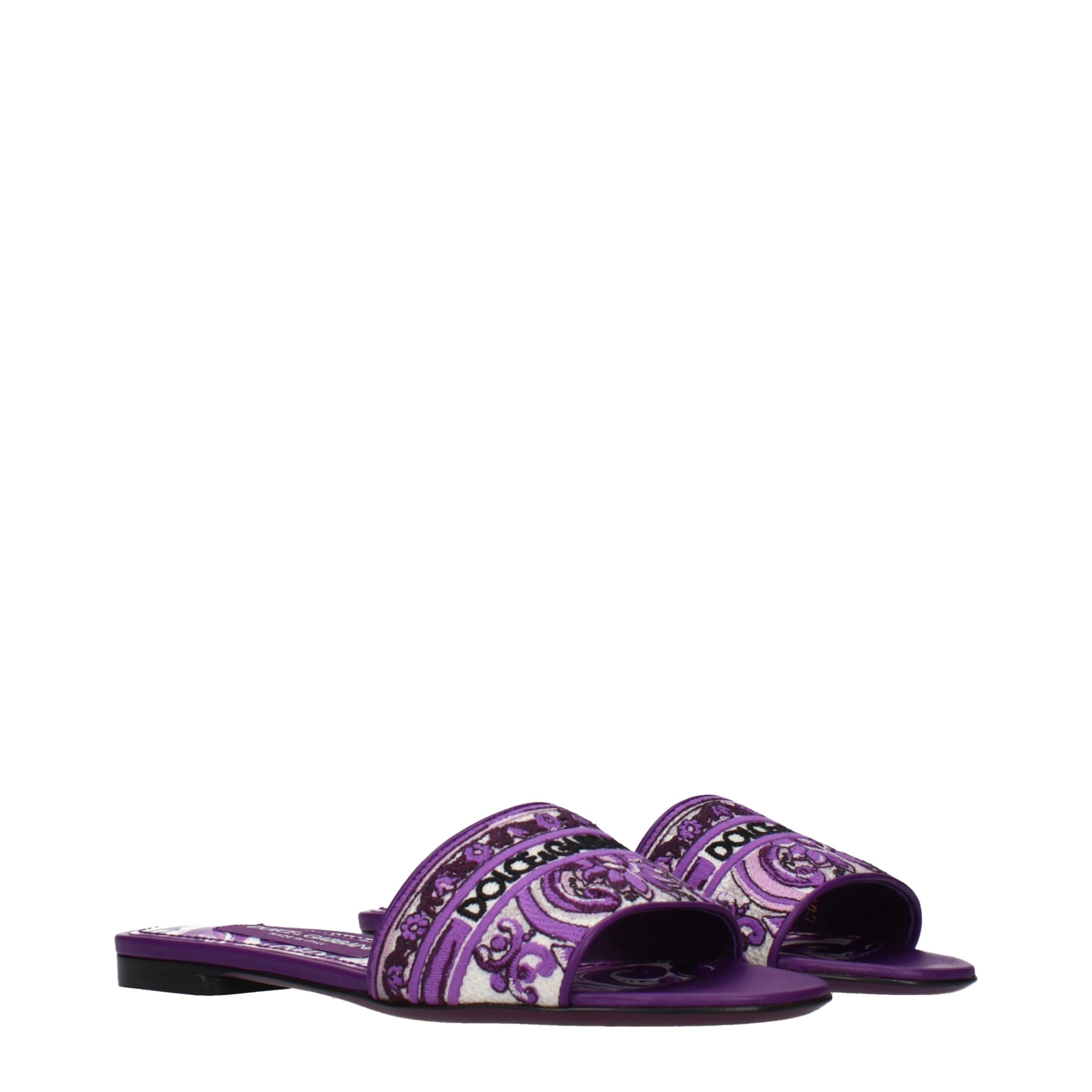 Dolce & Gabbana Purple Fabric Slippers