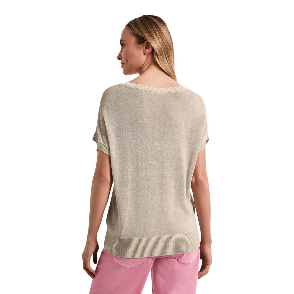 Street One Beige Viscose Sleeveles Sweater