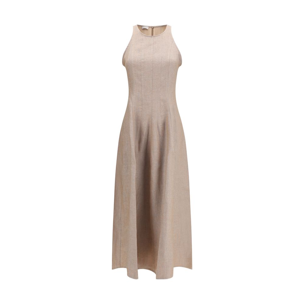 Brunello Cucinelli Beige Linen Casual Dress