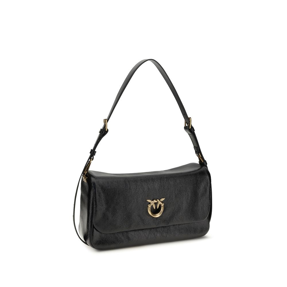 PINKO Black Calf Leather Bos Taurus Shoulder Bag