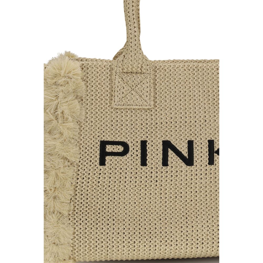 PINKO Beige Raffia Shoulder Bag