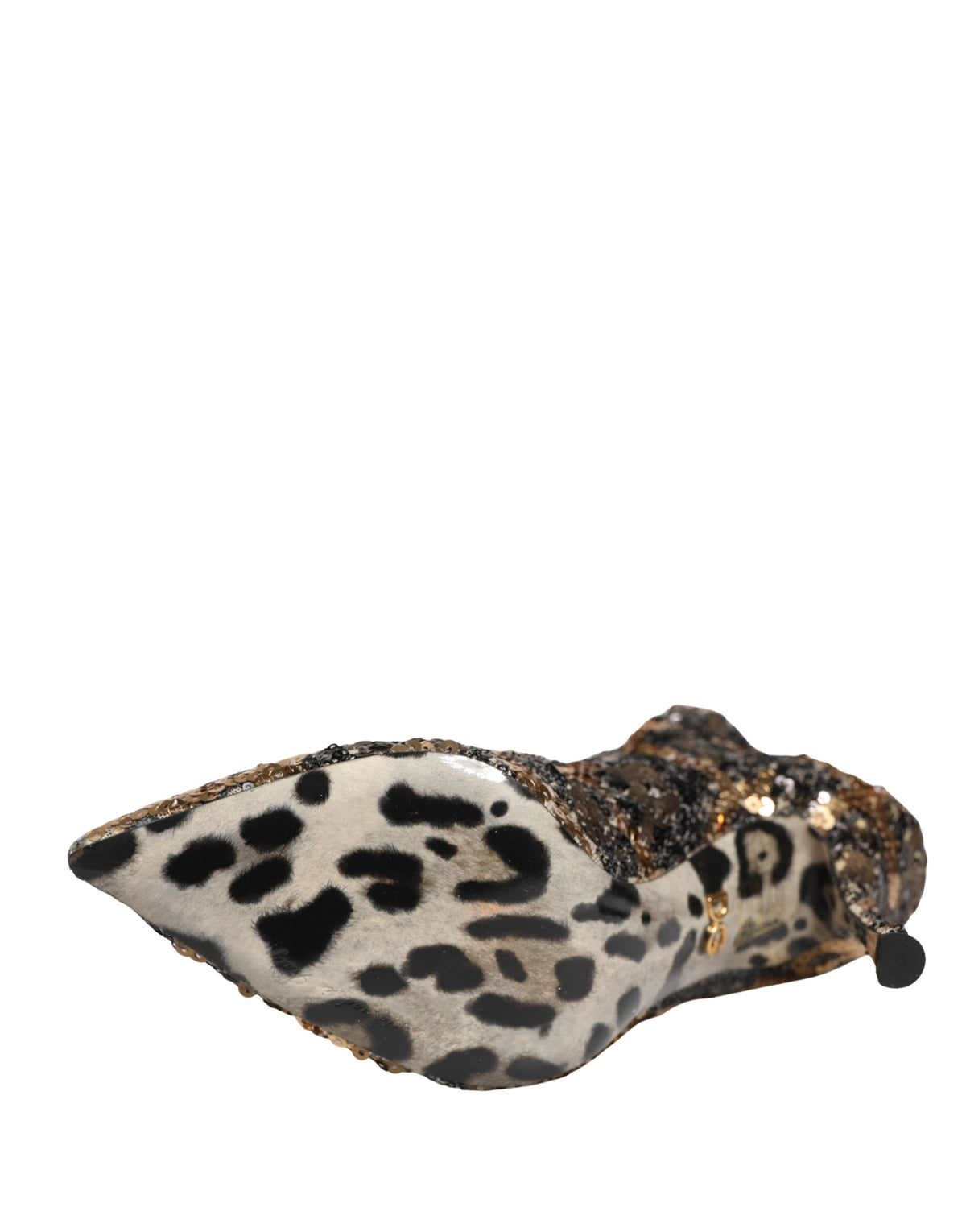 أحذية الكاحل Gold Leopard Sequin Sock من Dolce & Gabbana