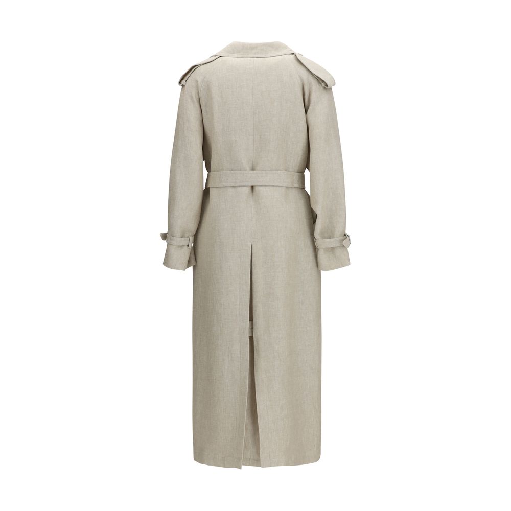Max Mara Brown Linen Trench Coat