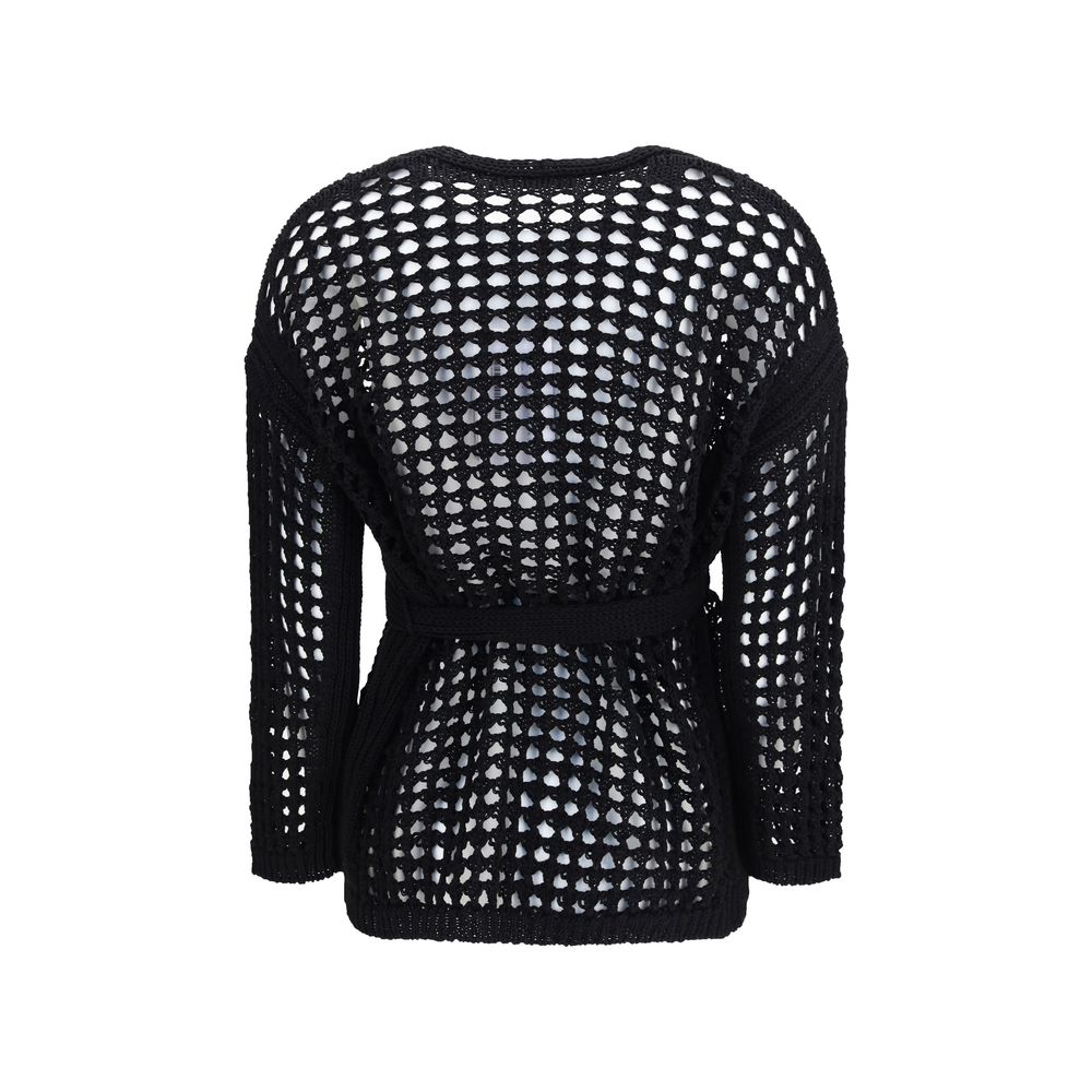 Max Mara Pure Black Cotton Cardigan