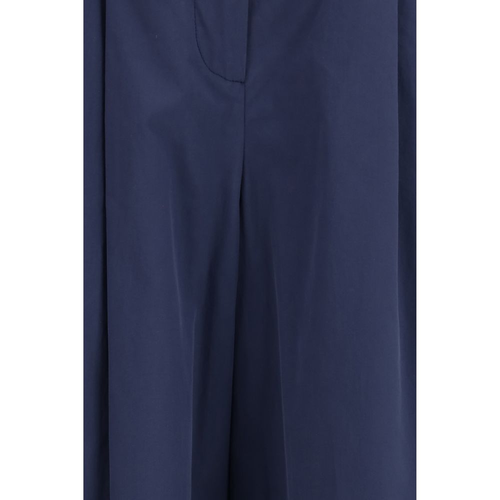 Max Mara Blue Cotton Casual Pants