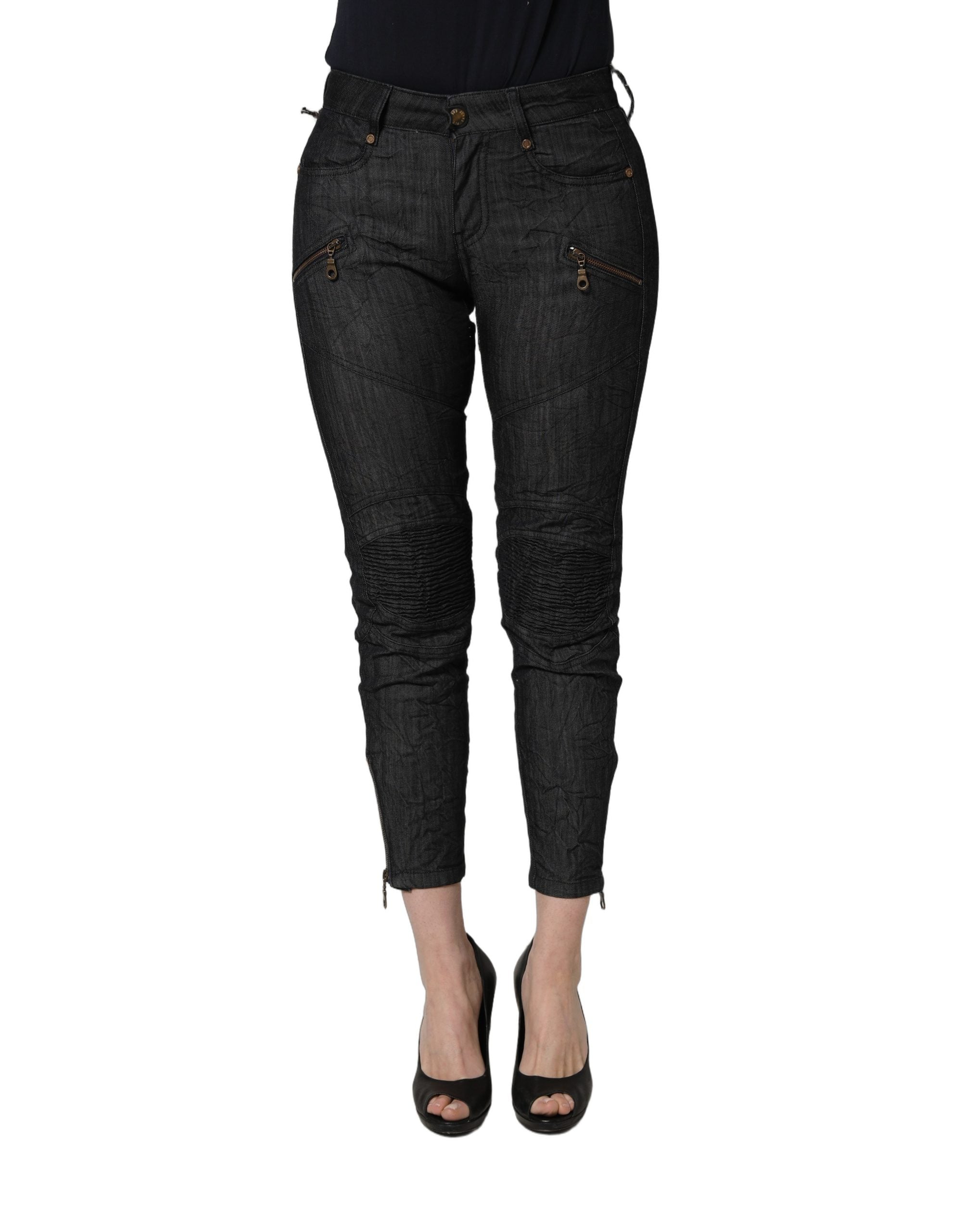PLEIN SUD Black Cotton Mid Waist Skinny Denim Jeans