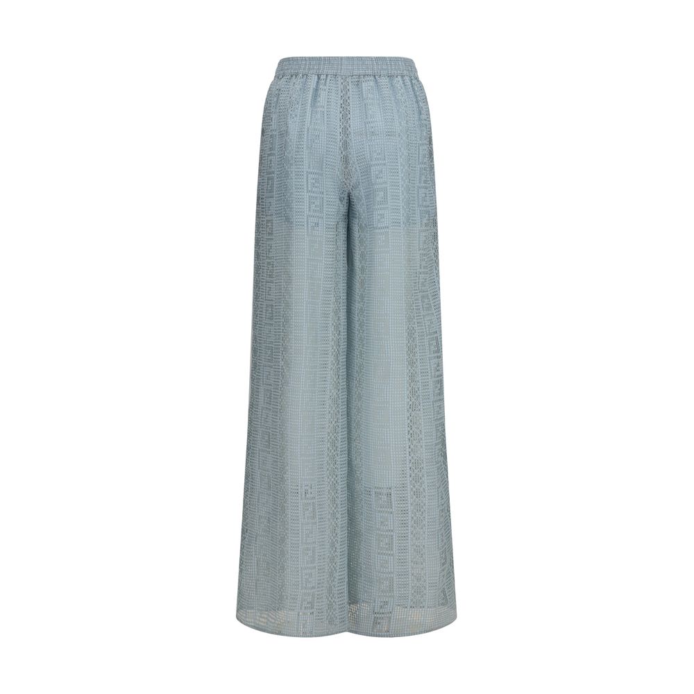 Fendi Blue Viscose Casual Pants