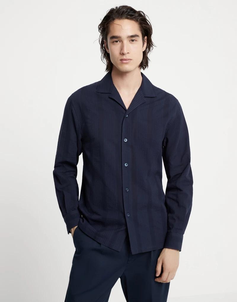 Brunello Cucinelli Blue Cotton Shirt