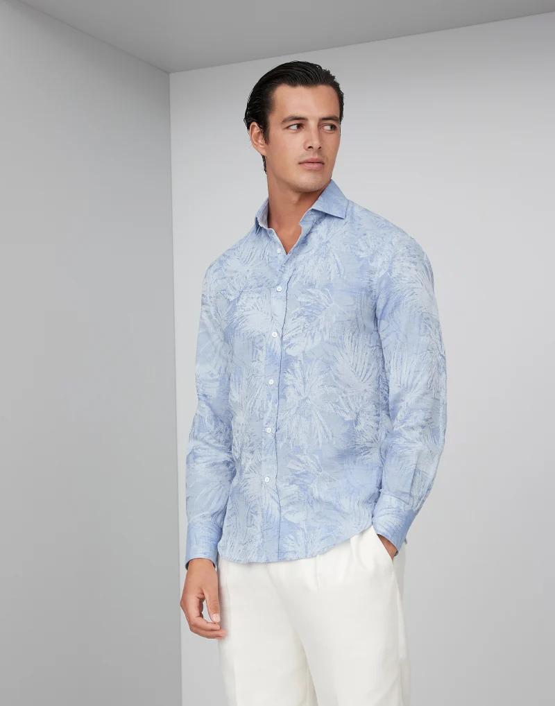 Brunello Cucinelli Blue Cotton Shirt