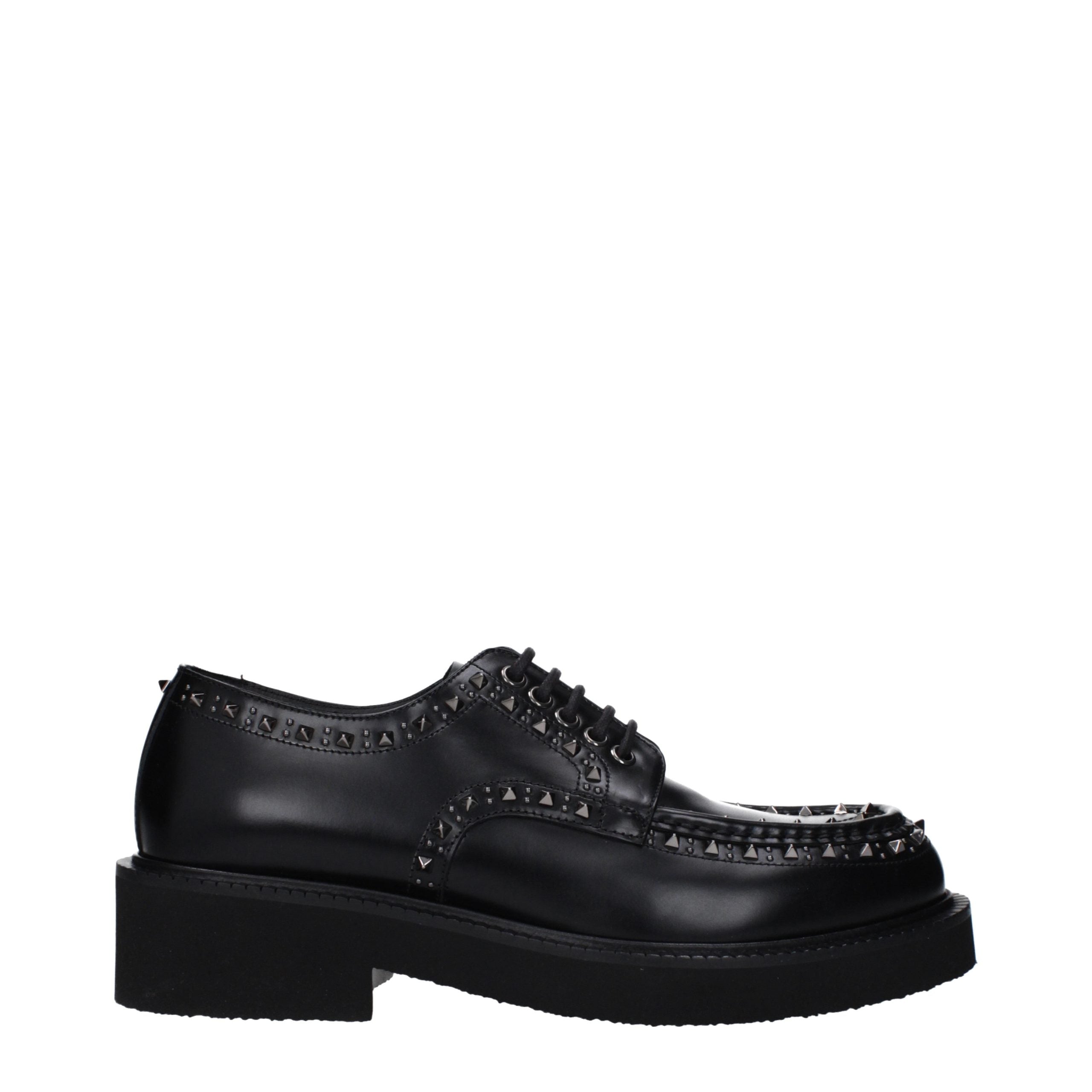 Valentino Garavani Black Leather Oxfords And Derbies