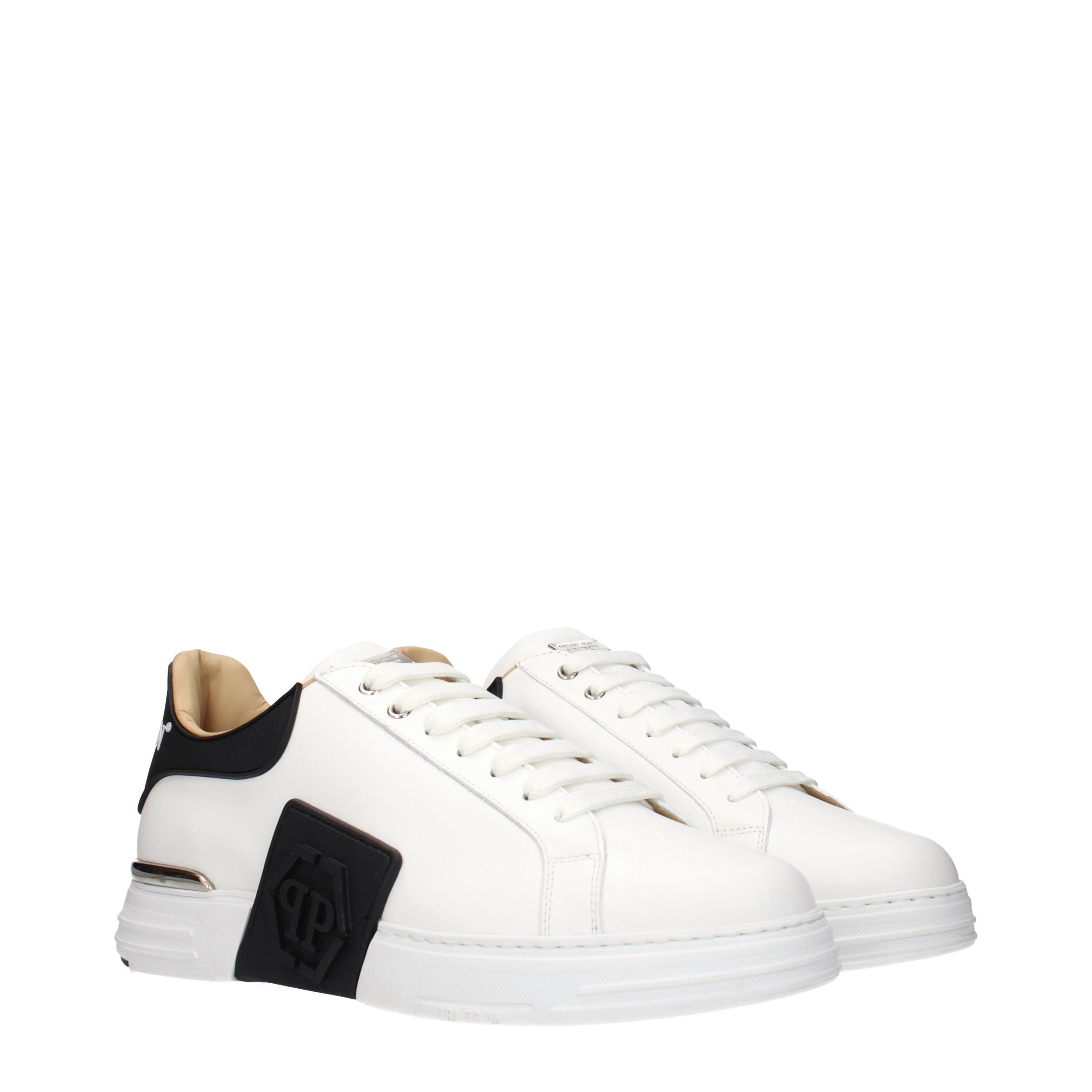 Philipp Plein White Leather Low Top Sneakers