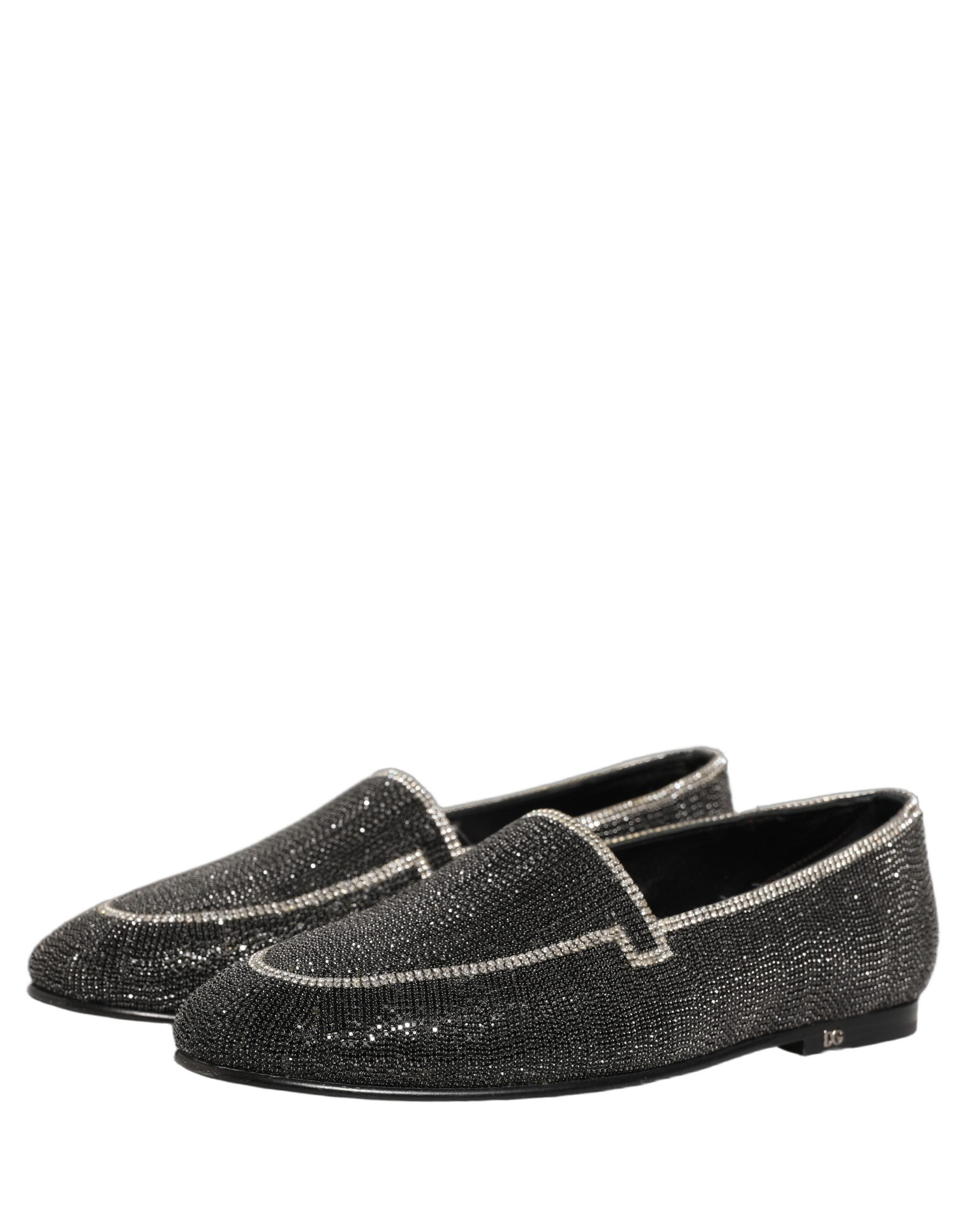 حذاء لوفر رجالي كريستال أسود مرصع من دولتشي آند غابانا