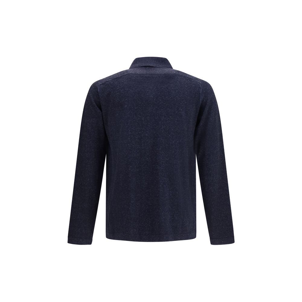 Piacenza Cashmere Blue Silk Cardigan