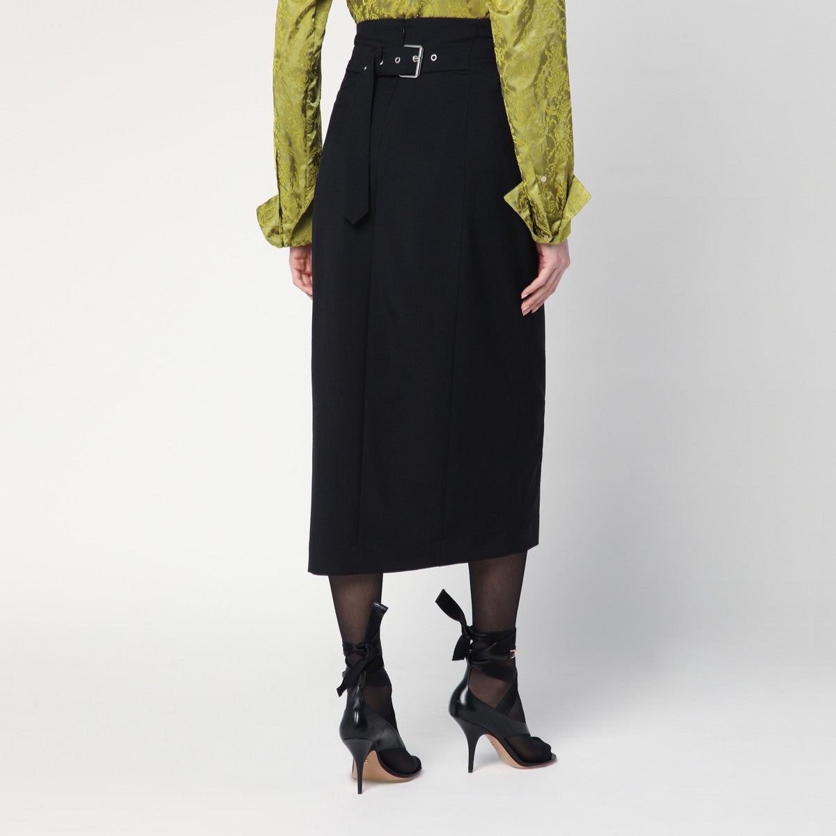 Dries Van Noten Dries Van Noten Black wool and mohair midi skirt
