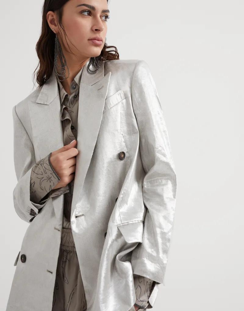 Brunello Cucinelli Silver Linen Blazer