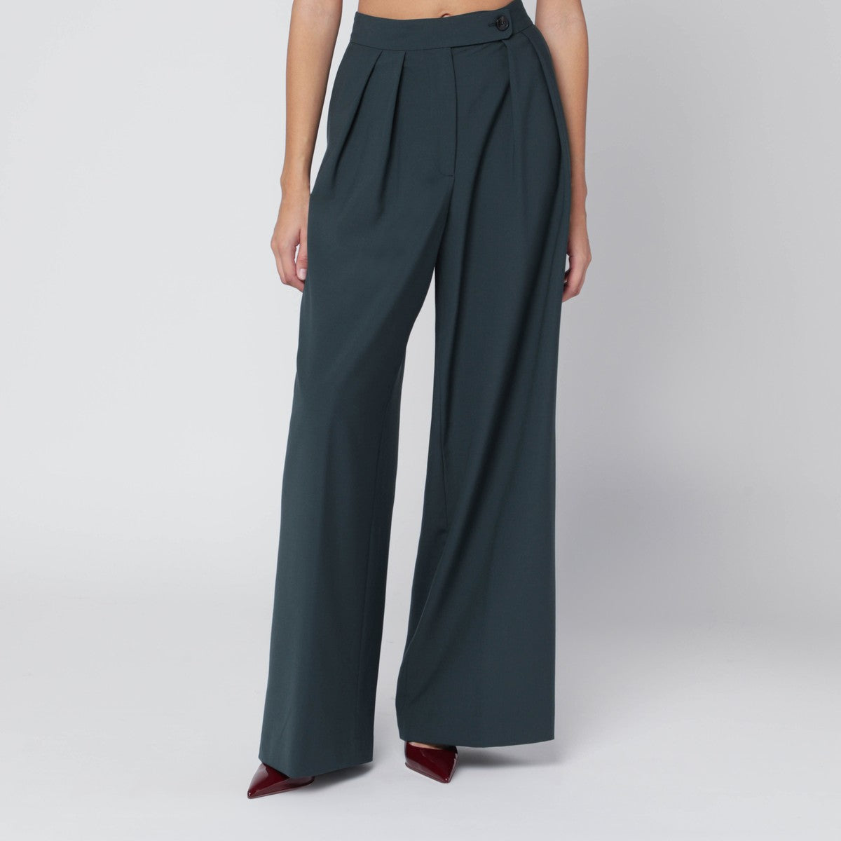Dries Van Noten Dries Van Noten Straight pants with dark green pleats