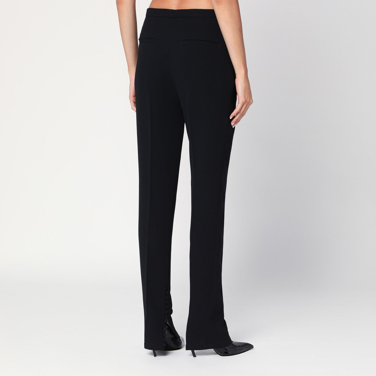 Dries Van Noten Dries Van Noten Black trousers with slits and buttons