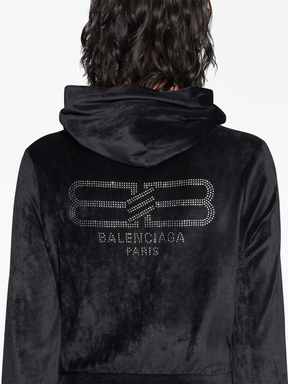 Balenciaga Balenciaga Crystal embellished velvet zip-up hoodie