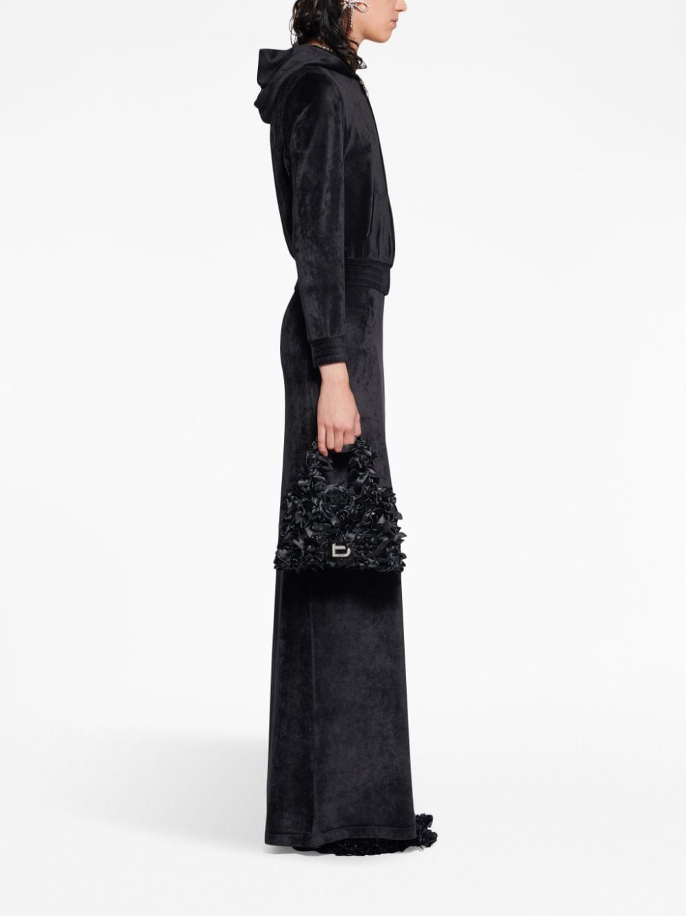 Balenciaga Balenciaga Crystal embellished velvet zip-up hoodie