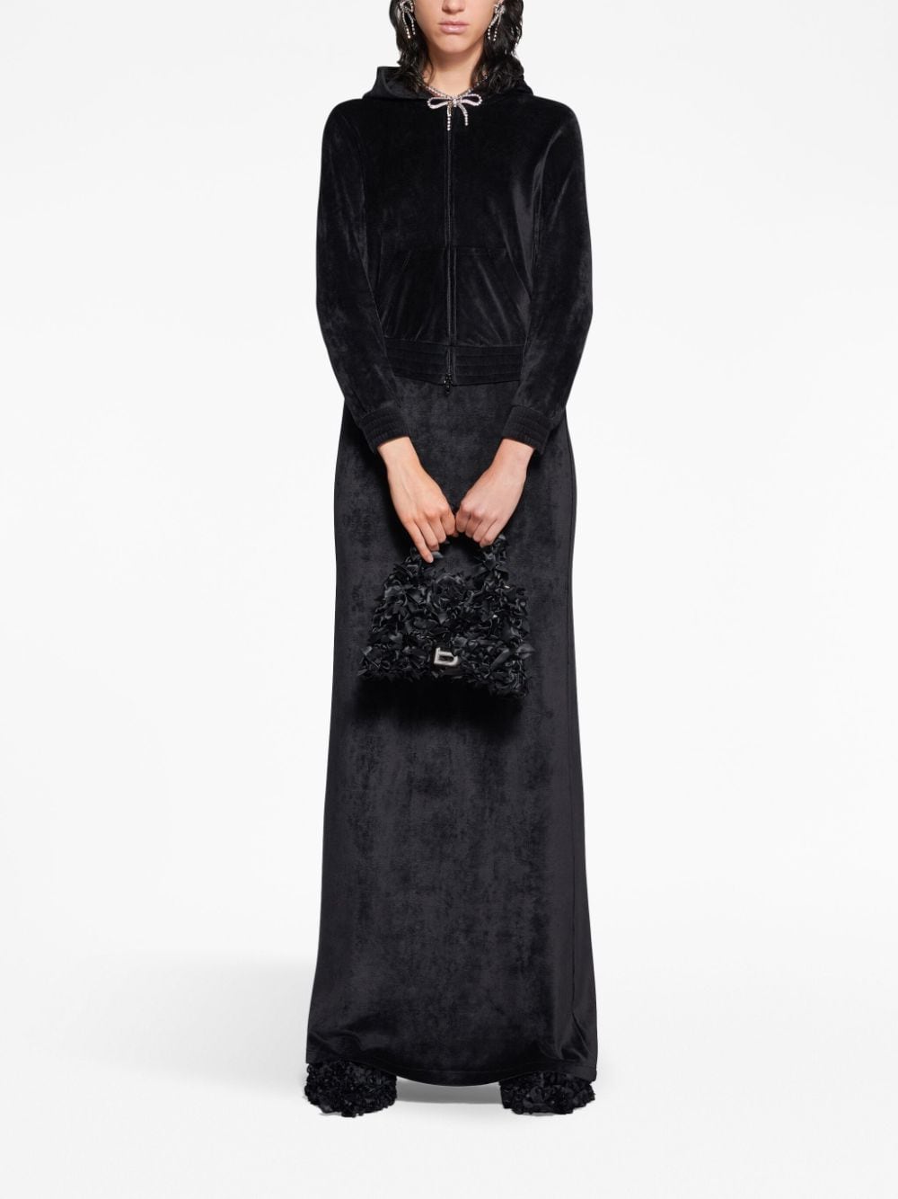 Balenciaga Balenciaga Crystal embellished velvet zip-up hoodie