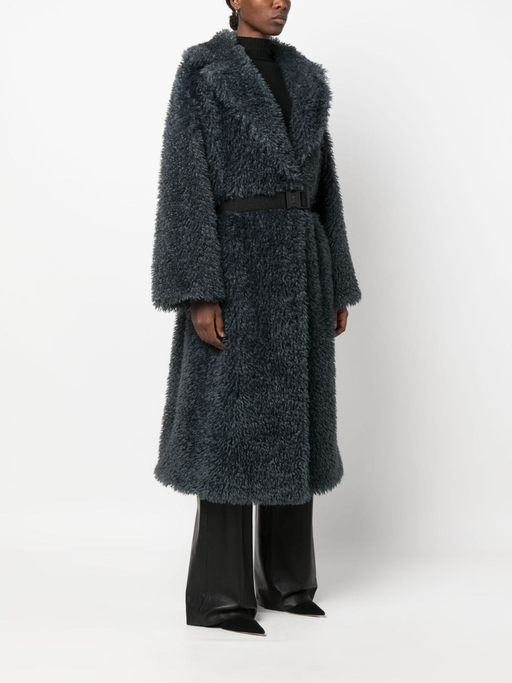 Ermanno Scervino Ermanno Scervino belted shearling wool coat