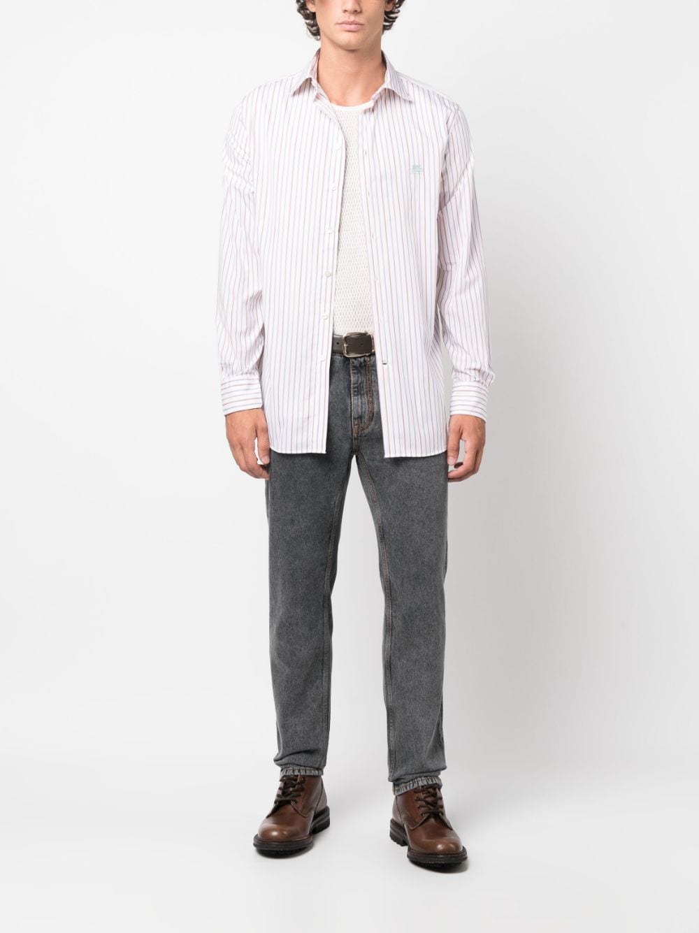 Etro Etro Striped shirt with embroidery