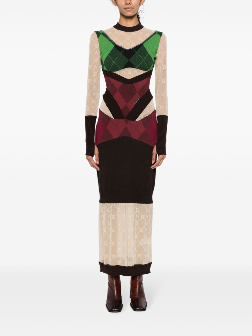 Marine Serre Marine Serre Regenerated lozenge-knit midi dress